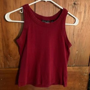 Red Cropped Cotton Tank Top